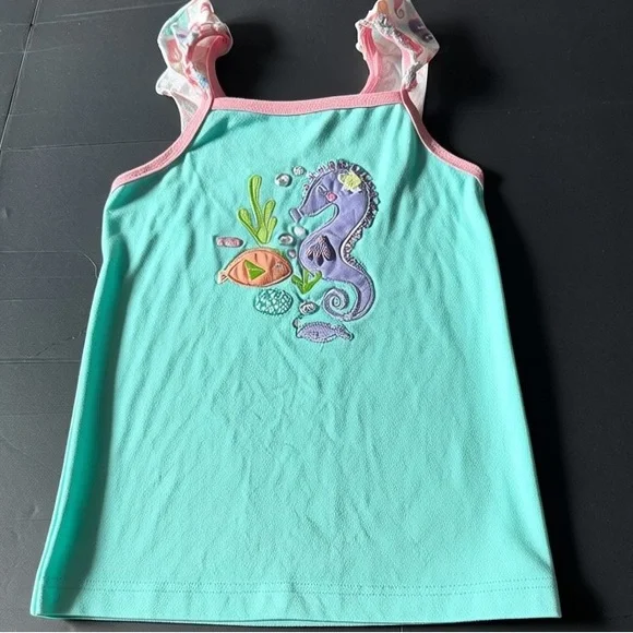 Colorful Ruffled Skort Set with Seahorse Design- Size 10 - Picture 2 of 8